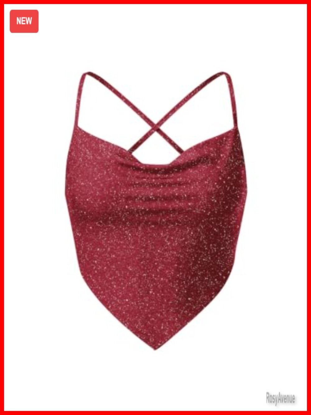 Sequin Ruched Cowl Neck Backless Cami Crop Top Mesh Clubwear